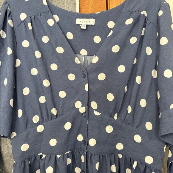 K/Lab Blue and White Polka Dot Dress - Picture 4 of 4